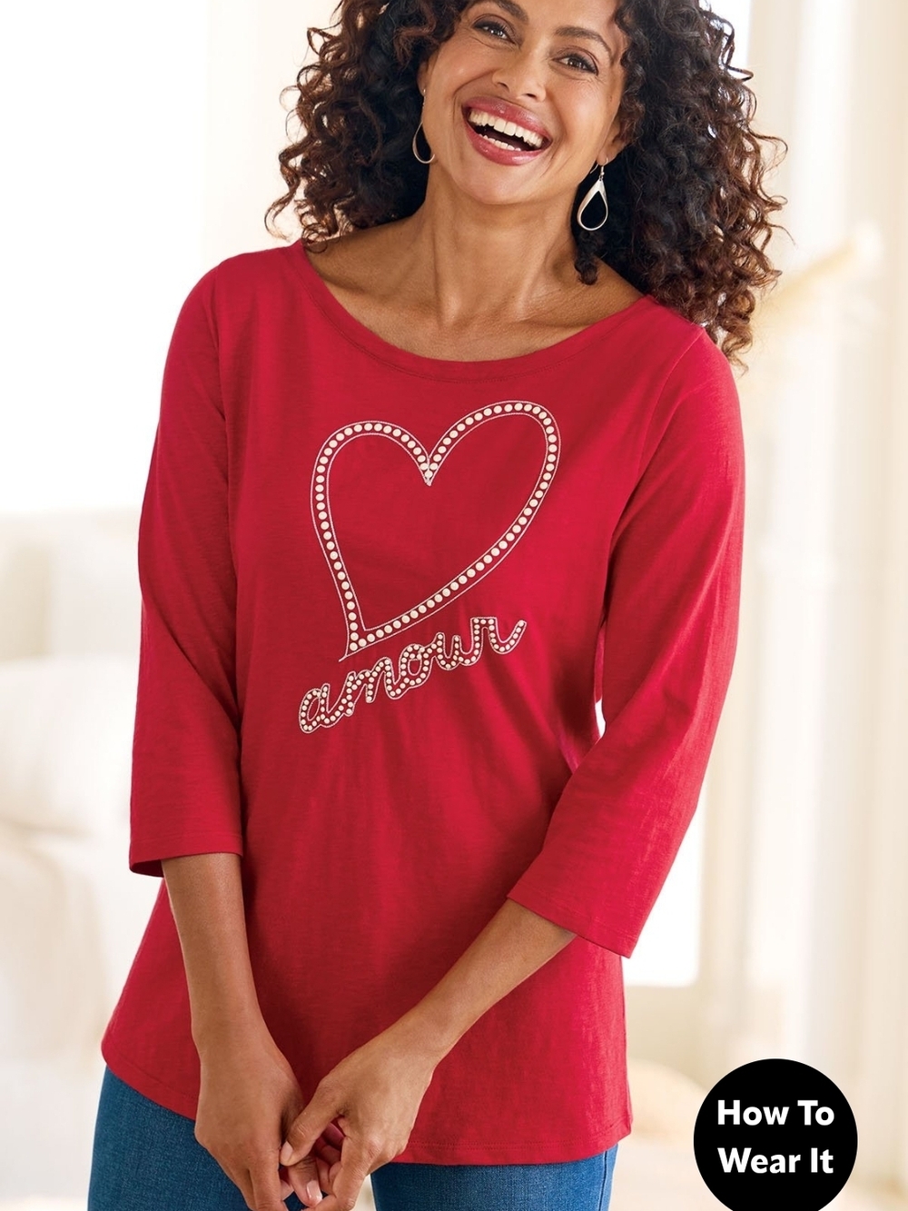 BRAND NEW! Embelished Red Heart Tunic